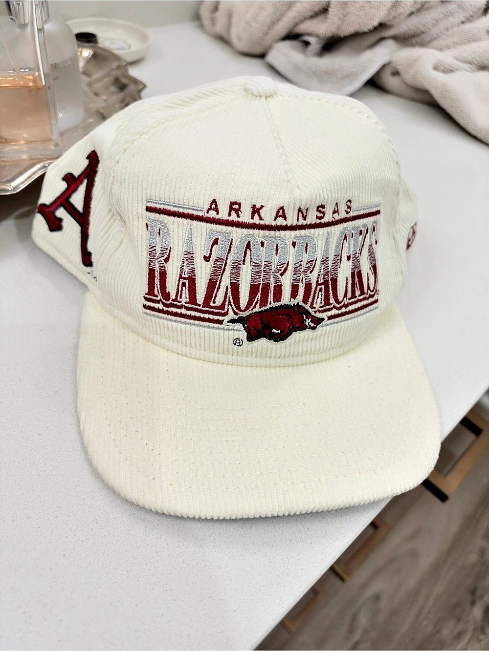 New Era Arkansas Razorbacks Throwback Corduroy Snapback Hat